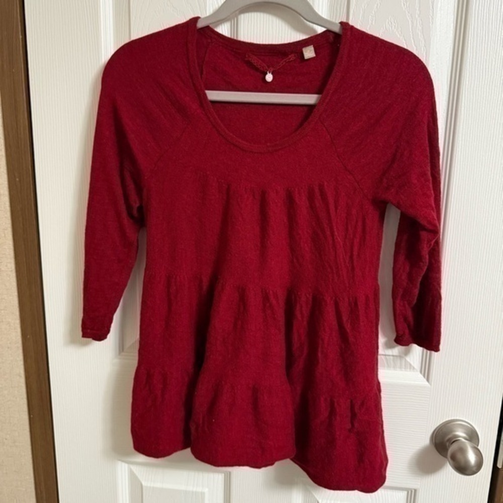 Anthro Knitted & Knotted red baby doll top sz M